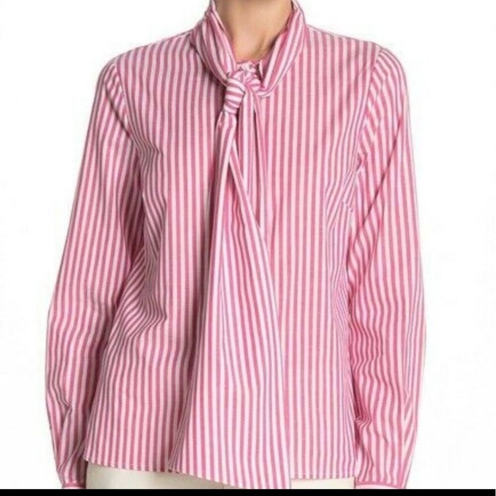 Badgley Mischka Neck Tie Striped Top Size 12
